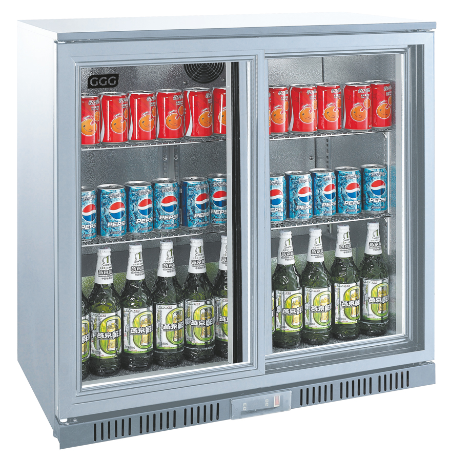 Flaschenkühlschrank 900x520x900mm, 2 Glas- Schiebetüren, 208L
