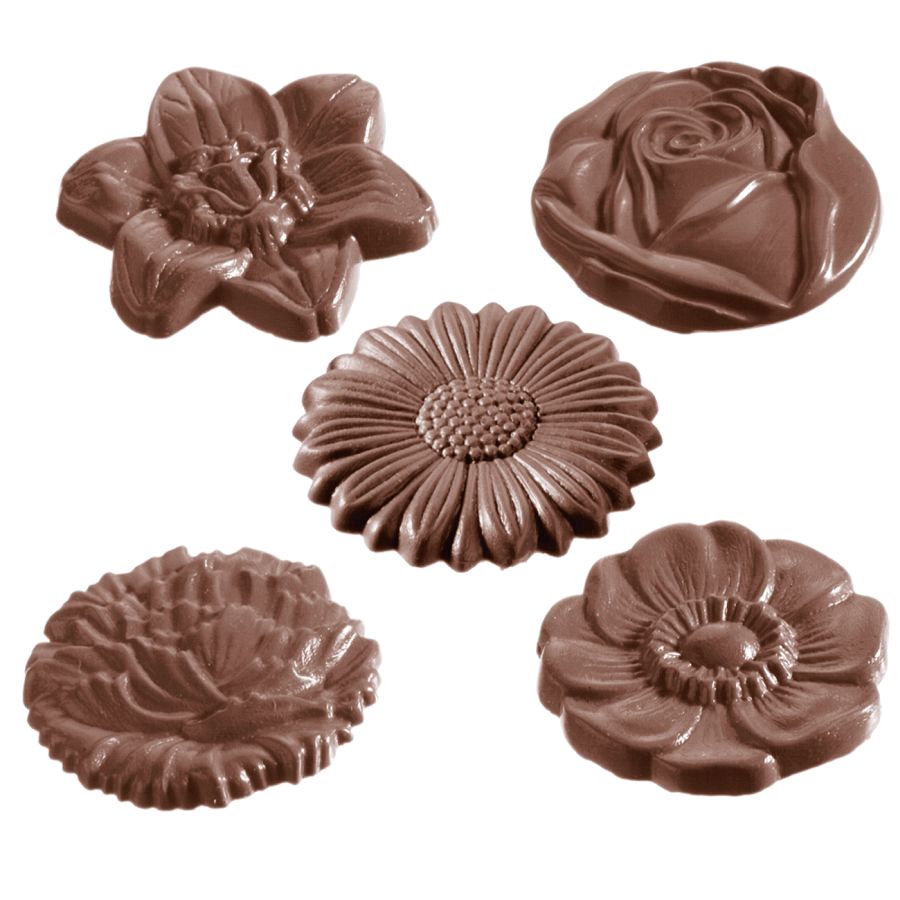 Schokoladen Form - Blumen rund 5 Figuren